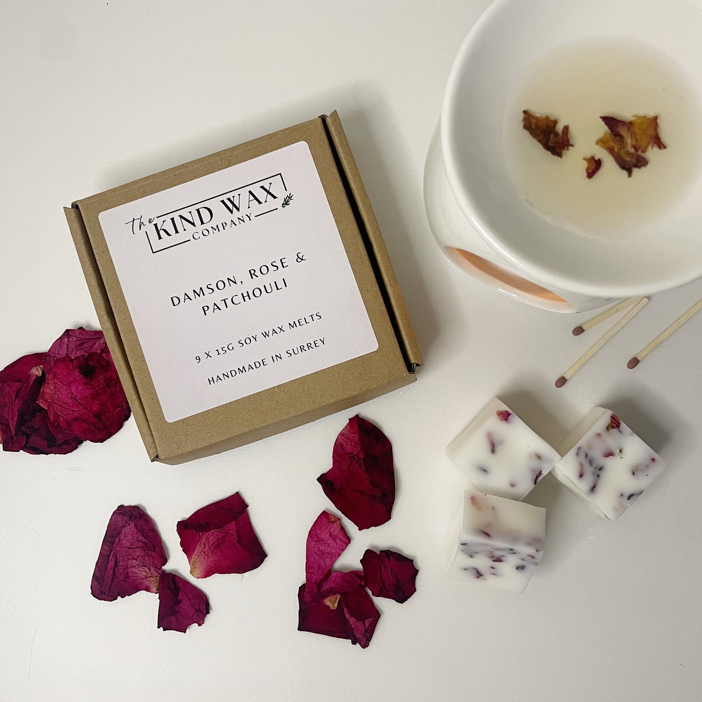 Damson, Rose & Patchouli Scented Soy Wax Melts - TheKindWaxCompany