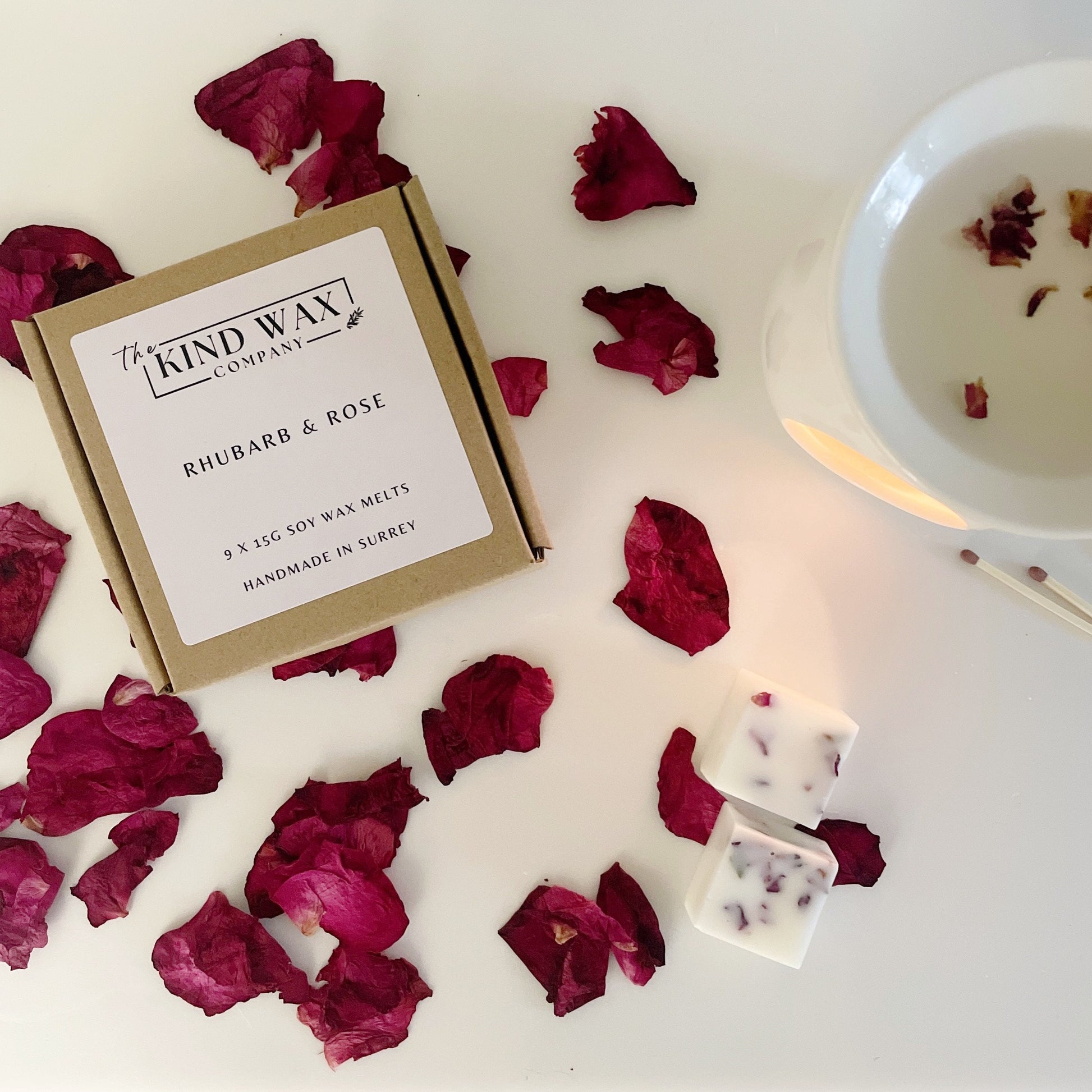 Rhubarb & Rose Scented Soy Wax Melts - TheKindWaxCompany