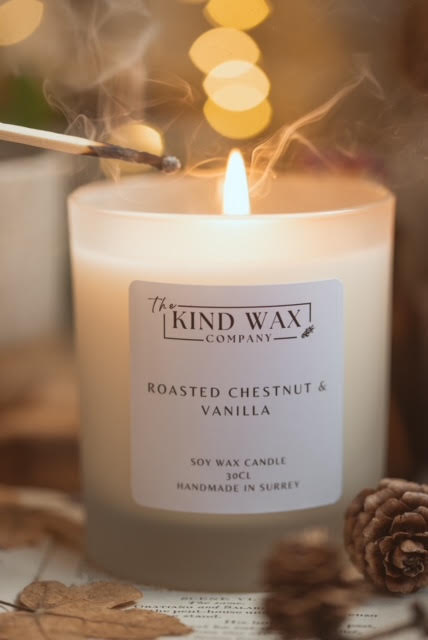 Roasted Chestnut & Vanilla Scented Soy Candle - TheKindWaxCompany