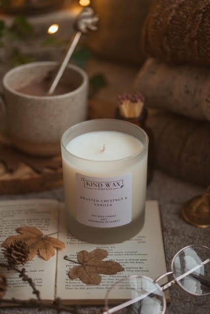 Roasted Chestnut & Vanilla Scented Soy Candle - TheKindWaxCompany